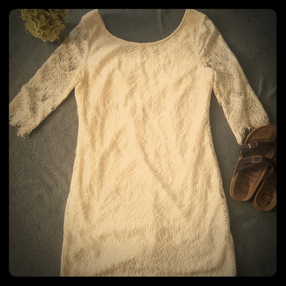 White lace dress/ Boho dressy